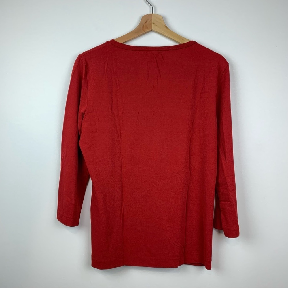 Max Mara Long Sleeves Top T Shirt Red Size XL Made Italy Crewneck Capsule - Picture 2 of 12